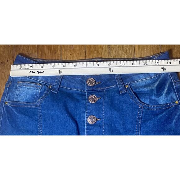 Y2K Be-Girl A Line Low Rise Denim Long Modest Maxi Skirt Frayed Hem Grunge XS - Picture 3 of 6